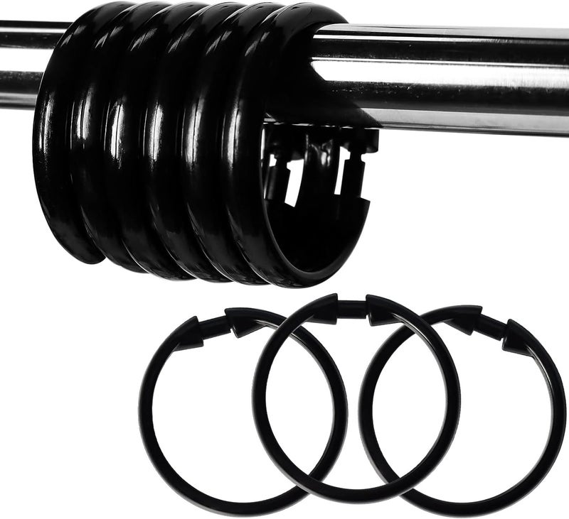 Ulable Premium Plastic Shower Curtain Rings Shower Curtain Hooks Gliding on Standard Shower Rods Easy Snap Closure (O Shape,Black,12Pcs) - Image 1